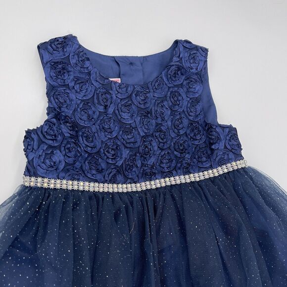 Pretty As A Picture Girl's Navy Floral Sleeveless Formal Party Dress Size 24M - Picture 2 of 9